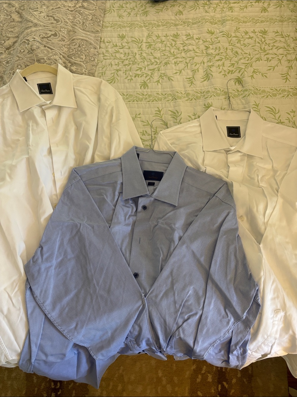 David Donahue 100% cotton Dress Shirts set of 3 white/blue all are 18.5 36/37